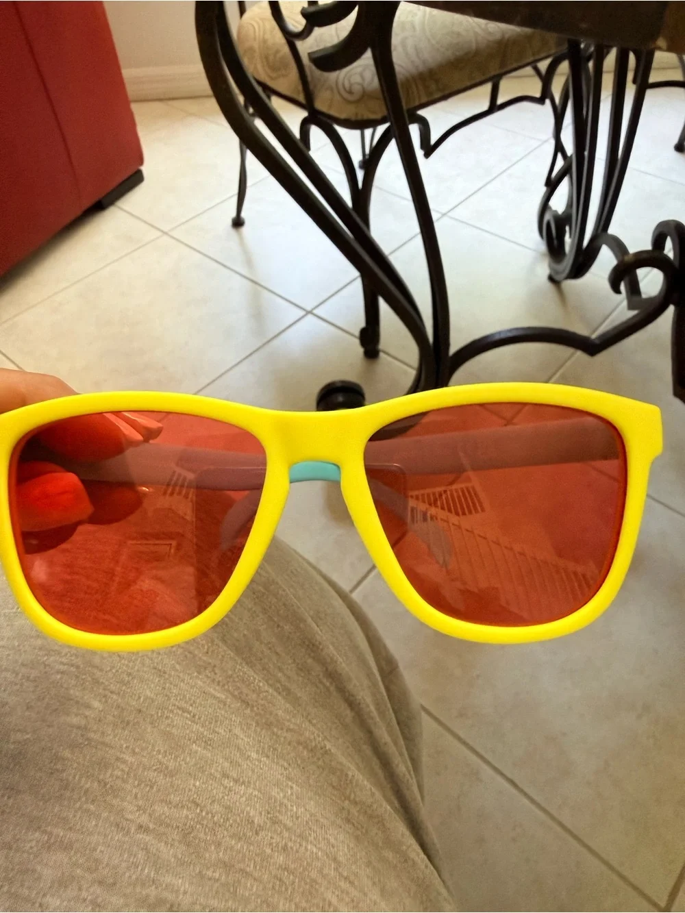 Goodr Pineapple Painkillers Yellow Sunglasses with Red Lenses